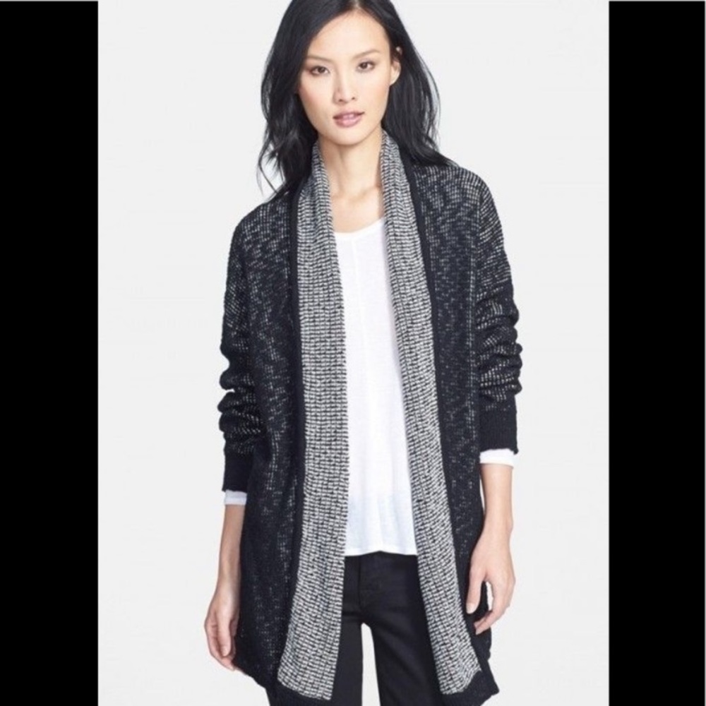 EILEEN FISHER Textured black duster long sweater